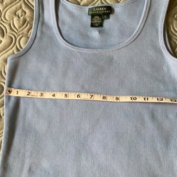 Sleeveless Lauren Ralph Lauren, baby blue Azure, ribbed cotton tank - Picture 5 of 7